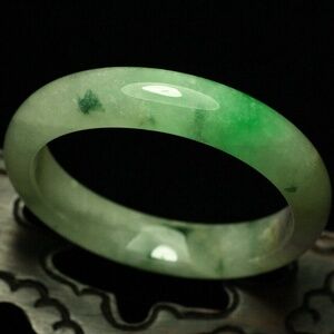 57mm Certified (Grade A) Natural ice Green Jadeite JADE Bracelet Bangle